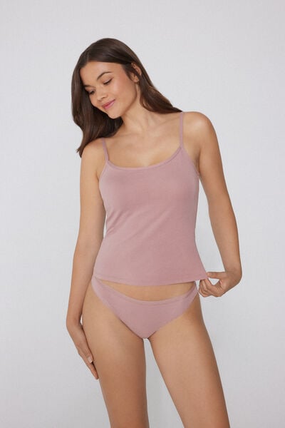 Tezenis Camiseta de Tirantes de Algodón Orgánico Elástico con Cuello Redondo Mujer Rosa Tamaño XL