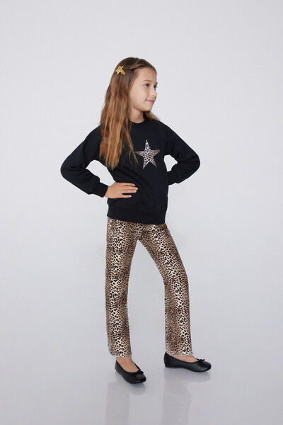 Tezenis Vaqueros Largos Flare con Cremallera y Botón Chica Animalier Tamaño 10-11