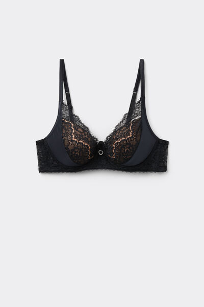 Tezenis Sujetador Super Push-up Malibù Ivory Bloom Mujer Negro Tamaño 1B