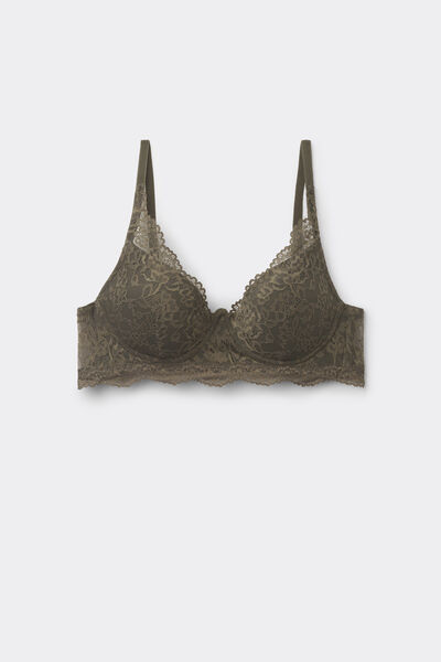 Tezenis Sujetador Super Push-Up de Encaje Reciclado Malibù Mujer Verde Tamaño 1B