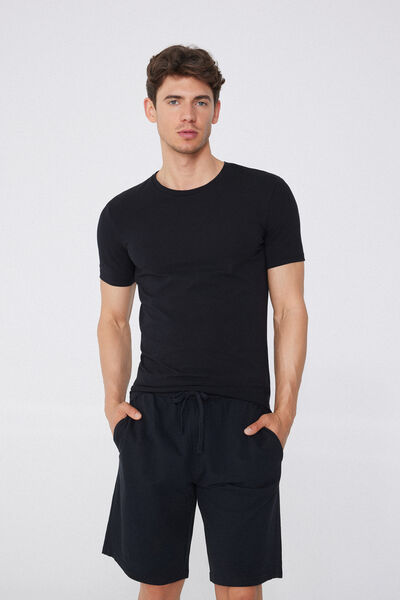 Tezenis Camiseta de Algodón Orgánico Elástico Hombre Negro Tamaño S