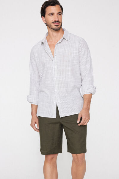 Tezenis Pantalones Cortos Tela Algodón Efecto Lino Hombre