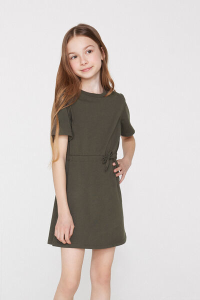 Tezenis Vestido de Algodón con Cordón Niña Chica Verde Tamaño 12-13
