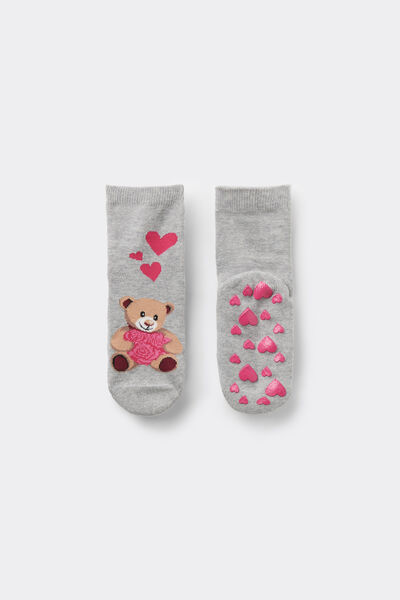 Tezenis Calcetines Antideslizantes Algodón Ligero Estampado para Niña Chica Gris Tamaño 25-27