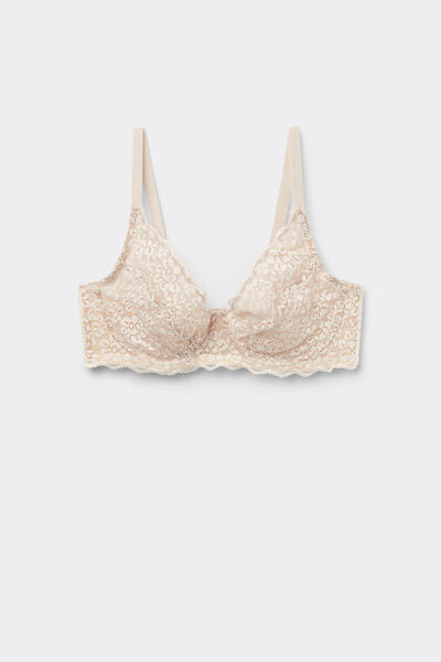 Tezenis Reggiseno Balconcino Non Imbottito in Pizzo Riciclato Paris Donna Avorio Taglia 4B