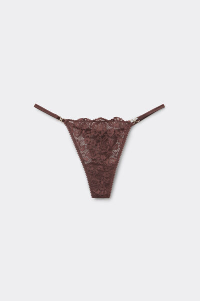 Tezenis Tanga con Tira Lateral Fina Perfect Armony Mujer Marrón Tamaño S
