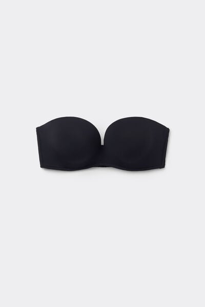 Tezenis Sujetador Bandeau Escotado con Relleno de Microfibra Reciclada Mujer Negro Tamaño 1B