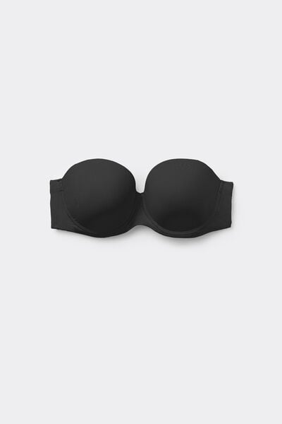 Tezenis Sujetador Bandeau con Relleno Ligero de Microfibra Reciclada Full Coverage Mujer Negro Tamaño 2C