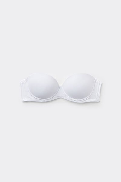 Tezenis Sujetador Bandeau Superrelleno Madrid de Microfibra Reciclada Mujer Blanco Tamaño 1B