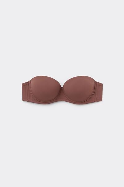 Tezenis Sujetador Bandeau Superrelleno Madrid de Microfibra Reciclada Mujer Marrón Tamaño 4B