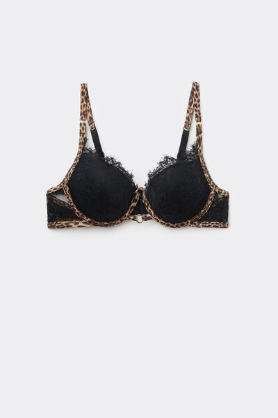 Tezenis Sujetador Push-Up Relleno Venice Jungle Glow Mujer Negro Tamaño 1B