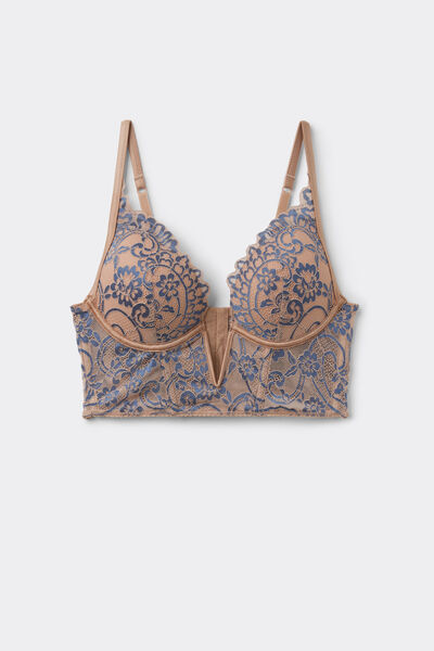 Tezenis Sujetador Tipo Top Relleno Romantic Bloom Mujer Azul Tamaño 1B