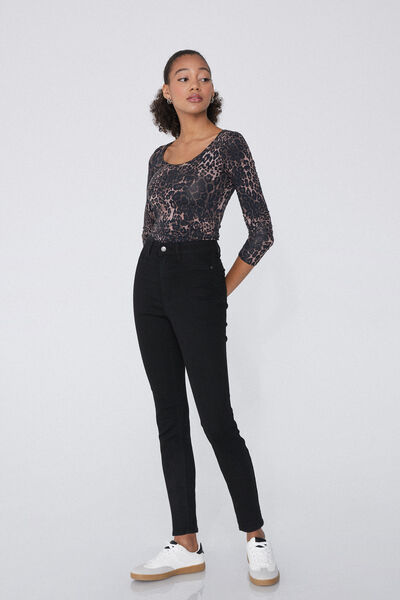 Tezenis Jeggings de Talle Alto con Efecto Push-Up Mujer Negro Tamaño L