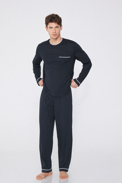 Tezenis Pijama clásico largo de punto para hombre Hombre Azul Tamaño L