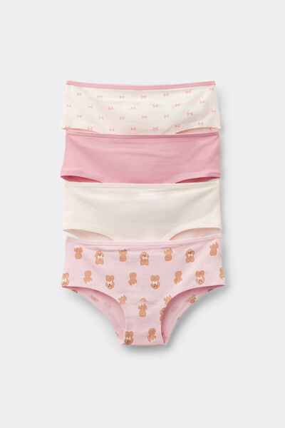 Tezenis 4 Culottes Niña Algodón Estampado Chica Rosa Tamaño 6-7