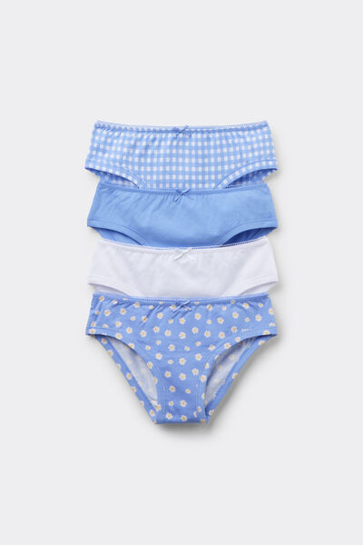 Tezenis 4 Braguitas niña algodón estampado Chica Azul Tamaño 10-11