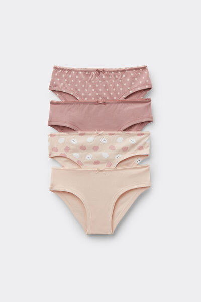 Tezenis 4 Braguitas niña algodón estampado Chica Rosa Tamaño 10-11