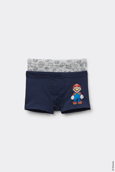Tezenis 2 Bóxers Algodón Niño Estampado Super Mario Niño Azul Tamaño 10-11