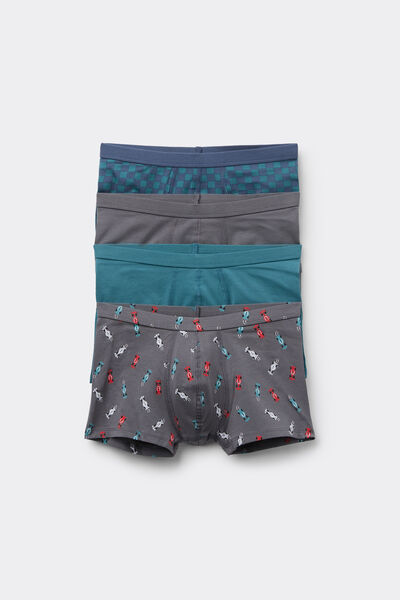 Tezenis 4 Bóxers de Algodón para Niño Estampados Niño Gris Tamaño 10-11