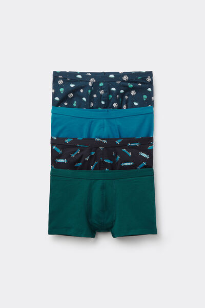 Tezenis 4 Bóxers de Algodón para Niño Estampados Niño Azul Tamaño 8-9