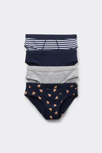 Tezenis 4 Calzoncillos de Algodón para Niño Estampados Niño Azul Tamaño 10-11