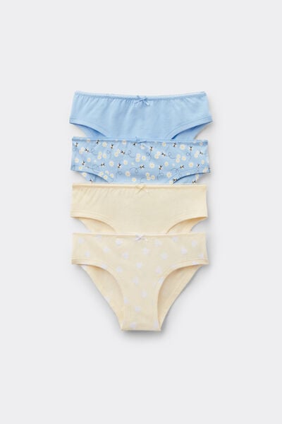 Tezenis 4 Braguitas niña algodón estampado Chica Amarillo Tamaño 4-5