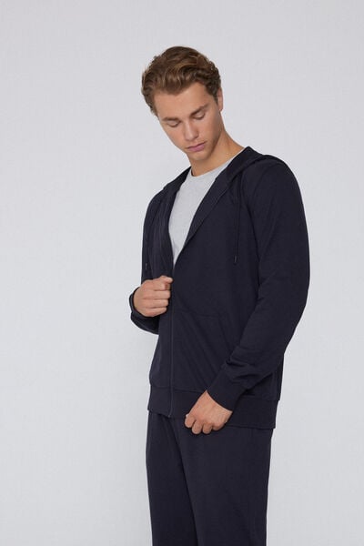 Tezenis Sweat Manches Longues Zippé et Capuche Homme Bleu Taille XXL