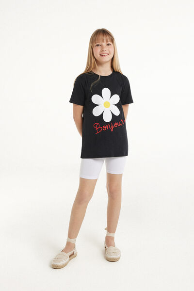 Tezenis Pantalón de Ciclista de Algodón de Color Liso para Niña Chica Blanco Tamaño 2-3