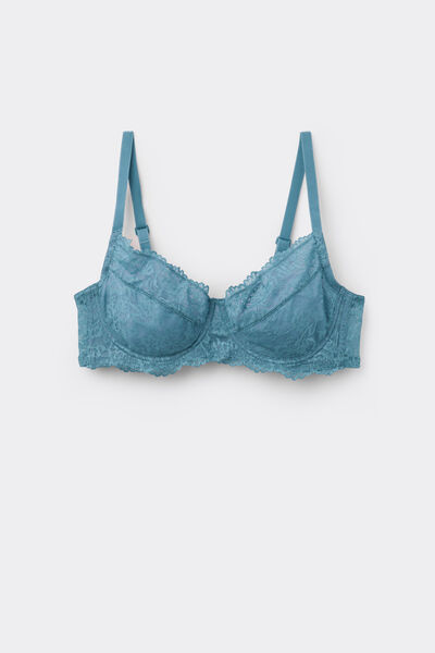 Tezenis Sujetador balconette sin relleno de encaje reciclado Paris Mujer Azul Tamaño 4B