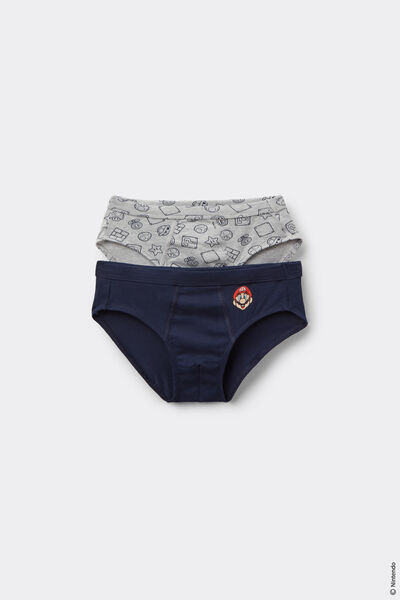 Tezenis 2 Slips Algodón Niño Estampado Super Mario Niño Azul Tamaño 10-11