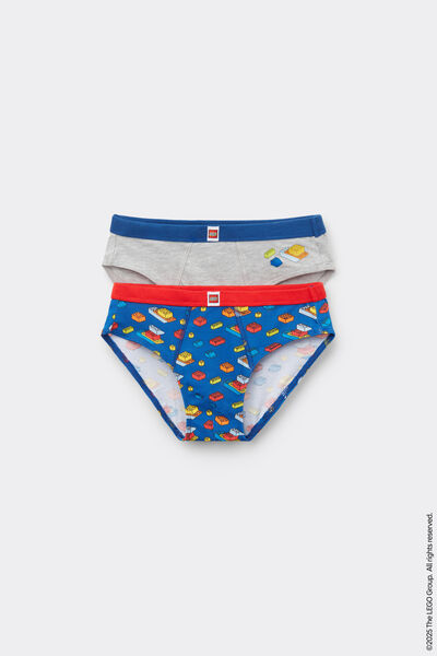Tezenis 2 Slips Algodón Niño Estampado Lego Niño Azul Tamaño 4-5