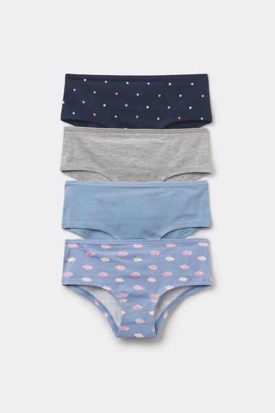 Tezenis 4 Culottes Niña Algodón Estampado Chica Azul Tamaño 6-7