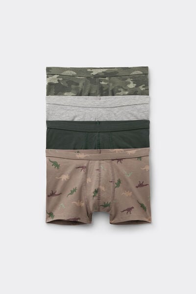 Tezenis 4 Bóxers de Algodón para Niño Estampados Niño Marrón Tamaño 12-13