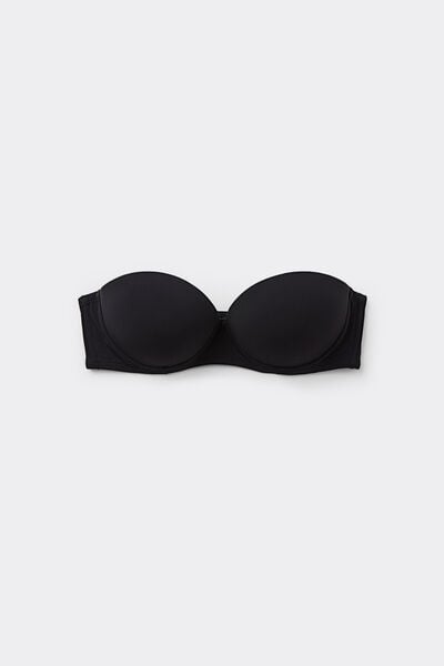 Tezenis Sujetador Bandeau Superrelleno Madrid de Microfibra Reciclada Mujer Negro Tamaño 2B