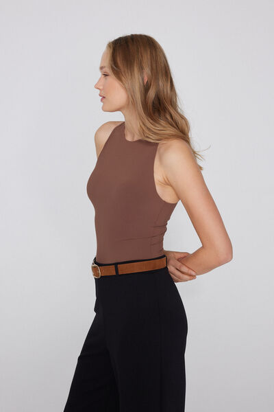 Tezenis Body Escote Halter Natural Lifting 2 en 1 Mujer Marrón Tamaño L