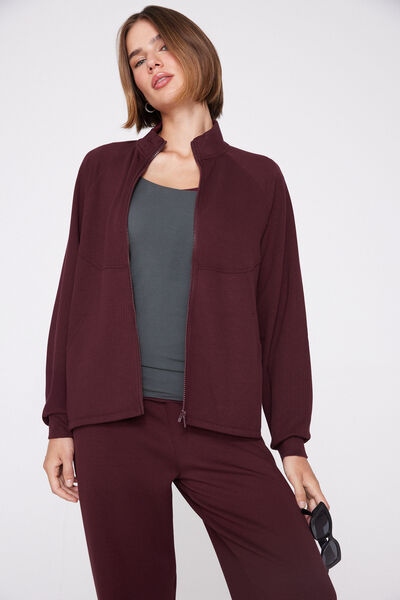 Tezenis Sudadera de Canalé con Cremallera Superior Softness Mujer Rojo Tamaño L
