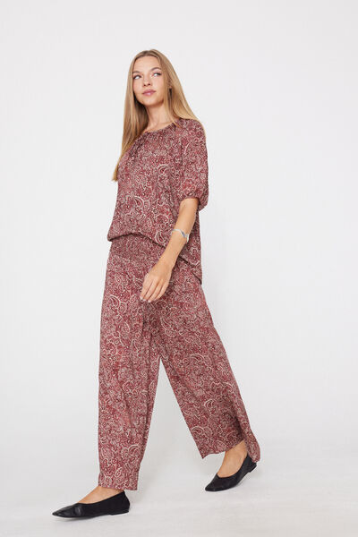 Tezenis Pantalón estilo japonés de Tela Punto Smock Mujer Impreso Tamaño L