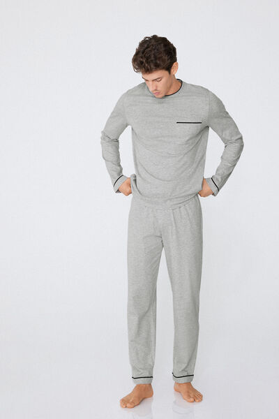 Tezenis Pijama clásico largo de punto para hombre Hombre Gris Tamaño L