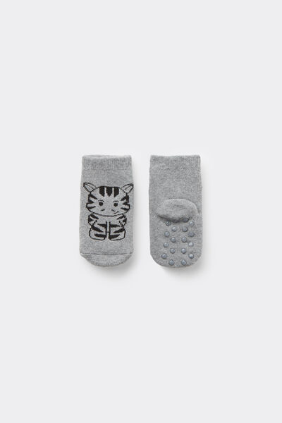 Tezenis Calcetines Antideslizantes para Bebé de Algodón con Fantasía  Gris Tamaño 0-3