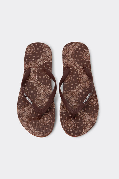 Tezenis Chanclas de Dedo con Motivo Mujer Marrón Tamaño M/L