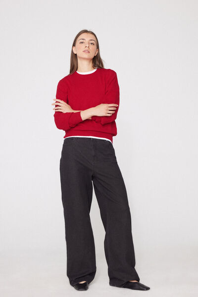 Tezenis Jersey Abrigado con Lana Manga Larga Cuello Redondo Mujer Rojo Tamaño L