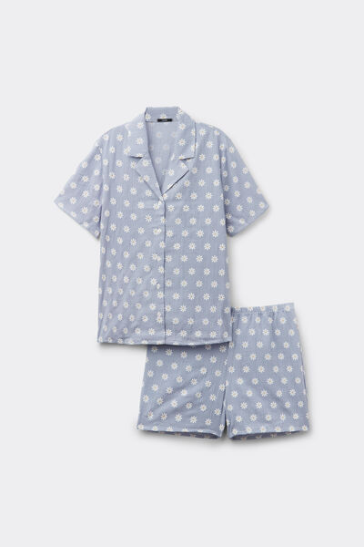 Tezenis Pijama Corto Abierto de Tela Gofrada Mujer Impreso Tamaño L