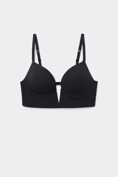 Tezenis Sujetador Push-Up con Relleno y Escote Pico Mujer Negro Tamaño 1B