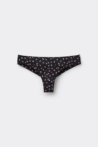 Tezenis Braguita Brasileña de Microfibra Estampada Mujer Negro Tamaño L