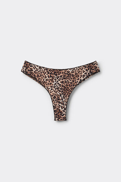 Tezenis Braguita Brasileña de Microfibra Estampada Mujer Marrón Tamaño M