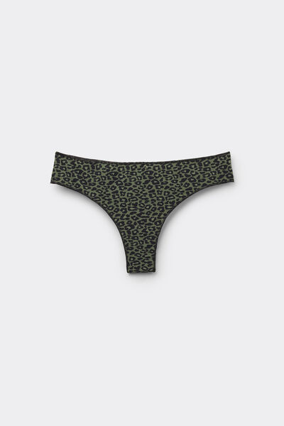 Tezenis Braguita Brasileña de Microfibra Estampada Mujer Verde Tamaño L