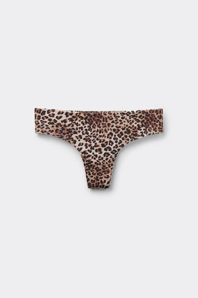 Tezenis Braguita Brasileña Sin Rematar en Microfibra Estampada Mujer Marrón Tamaño L