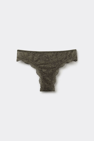 Tezenis Braguita Brasileña de Encaje Reciclado Mujer Verde Tamaño L