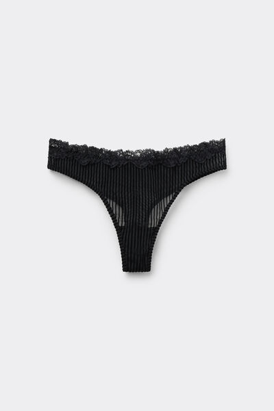 Tezenis Braguita Brasileña Glam Rib Mujer Negro Tamaño L
