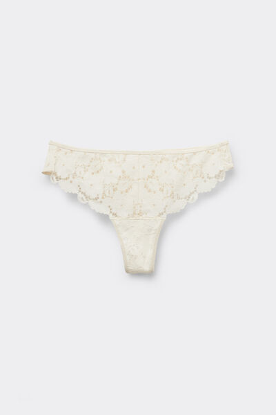 Tezenis Braguitas Brasileñas de Encaje Ivory Bloom Mujer Blanco Tamaño L